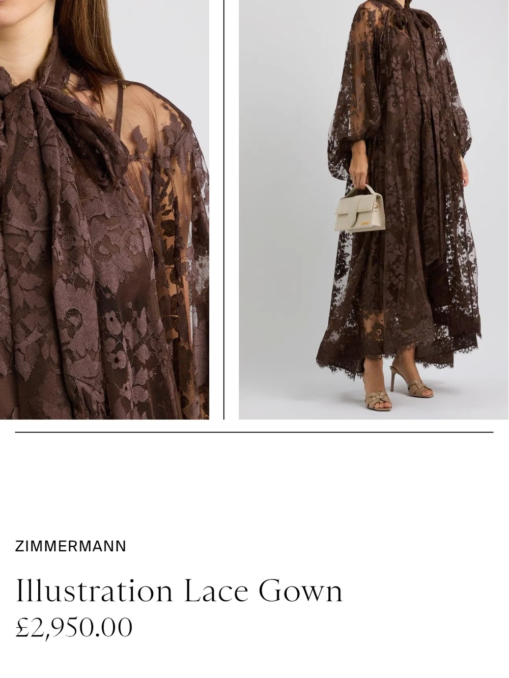 Women’s Floral Tie-Neck Smocked Waist Dress— Brown